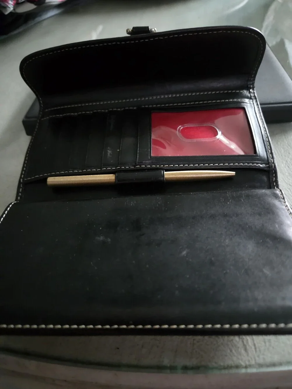 Dooney & Bourke Black Signature Wallet with Gold Hardware